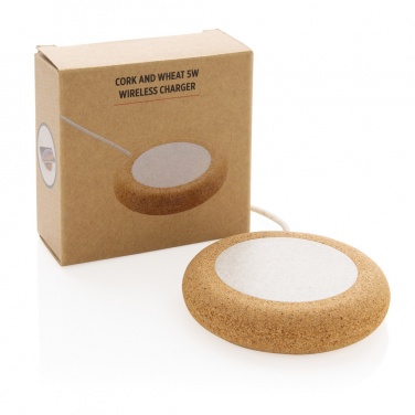Logo trade promotional products picture of: Cork and Wheat 5W wireless charger